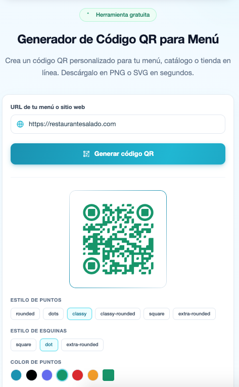 Generador de QR para menú digital — herramienta gratuita